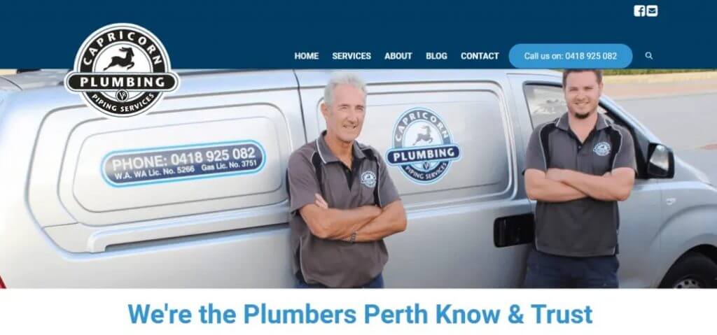 Client Capricorn Plumbing Business web design