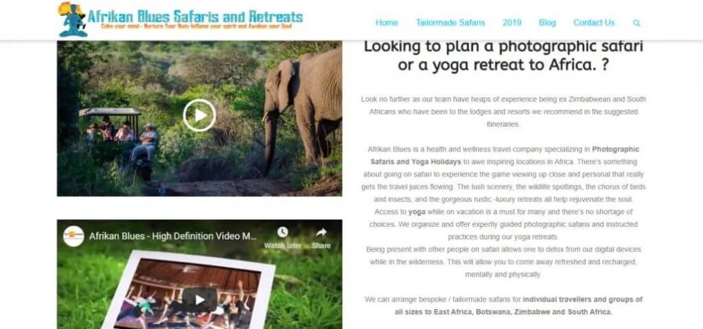 Client Afrikan Blues Safaris on our website design portfolio
